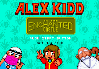 Alex Kidd in the Enchanted Castle title screen for Sega Mega Drive